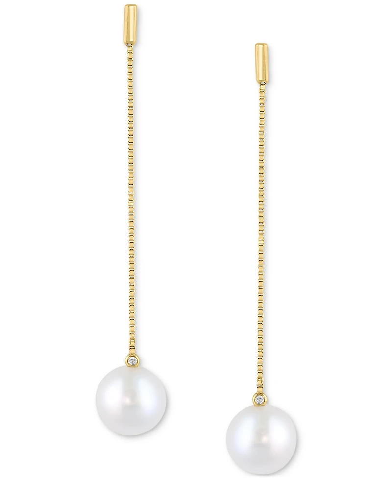 Effy Cultured Freshwater Pearl (7.5MM) & Diamond Accent Drop Earrings in 14k Yellow Gold