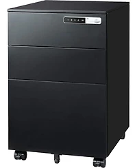 3-Drawer Mobile File Cabinet with Smart Lock, Pre-Assembled Steel Pedestal Under Desk, Black