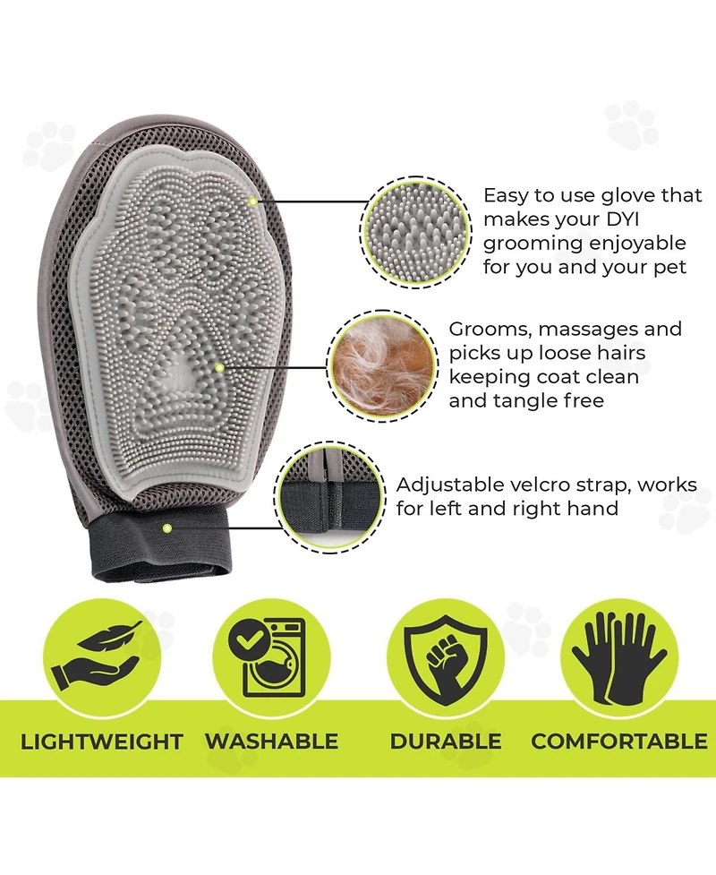 Precious Tails Pet Hair Remover Glove, Gentle Pet Grooming Glove Brush, Massage Mitt for Fur of Cats and Dogs
