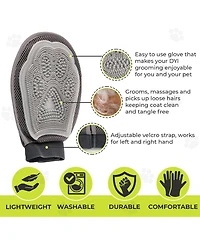 Precious Tails Pet Hair Remover Glove, Gentle Pet Grooming Glove Brush, Massage Mitt for Fur of Cats and Dogs