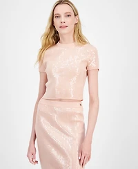 Hugo Women's Cropped Sequin T-Shirt