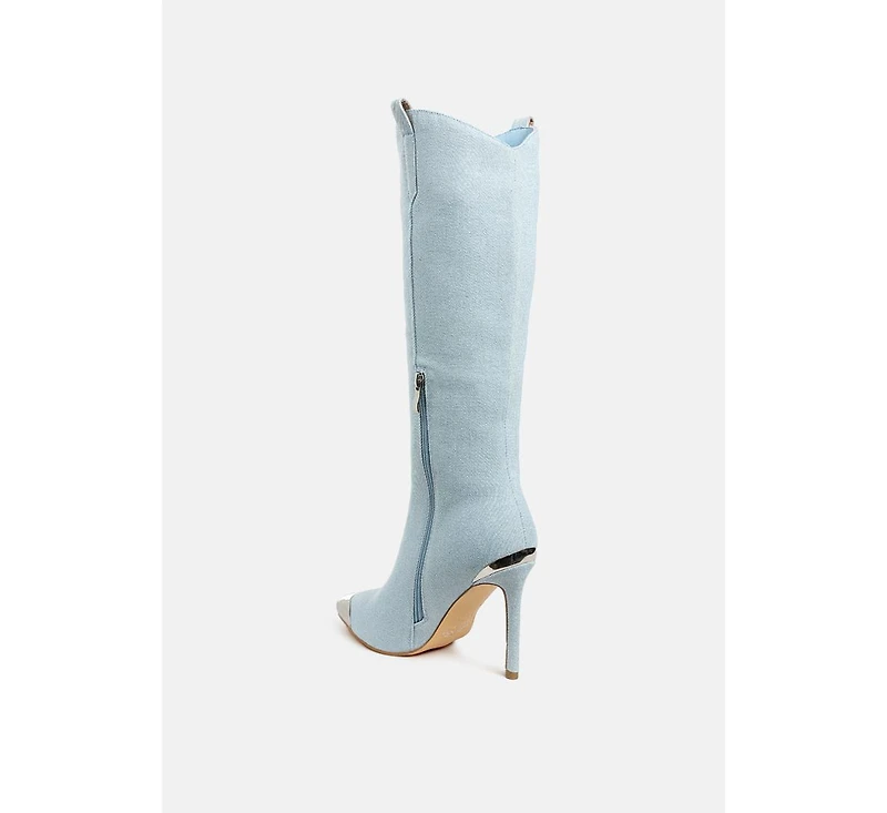 Ridda Metallic Cap Toe Denim Boots