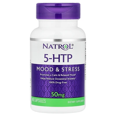 Natrol Mood & Stress 5-htp 50mg, Dietary Supplement Helps Support a Balanced Mood, 45