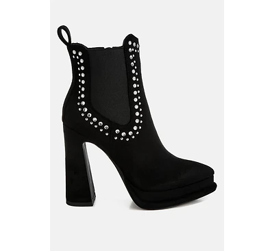 Dalton Studs Embellished High Ankle Boots