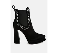 Dalton Studs Embellished High Ankle Boots