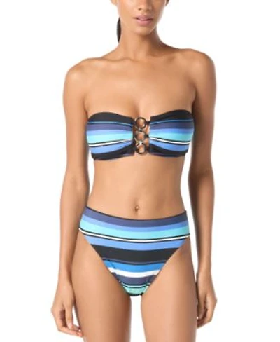 Michael Michael Kors Womens Bandeau Ring Bikini Top High Leg Bikini Bottoms