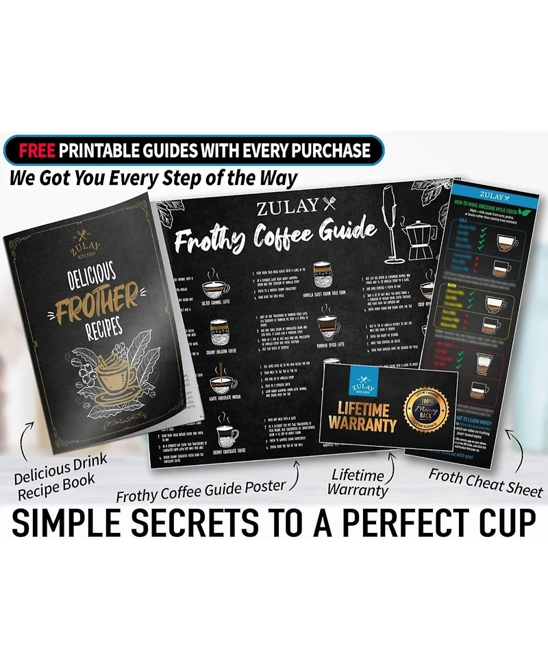 High Power Milk Frother Complete Set - Manual Latte Foamer