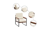 Slickblue Beige Brown Honeycomb Leather Armrest Chair - Single Iron Frame Indoor Leisure Chair for Soft Comfort and Style