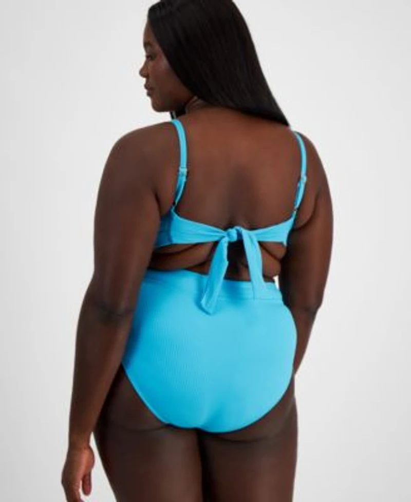 Salt Cove Plus Trendy Plus Size Ribbed Tie Back Bikini Toplette Bottoms Created For Macys