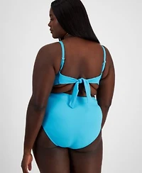 Salt Cove Plus Trendy Plus Size Ribbed Tie Back Bikini Toplette Bottoms Created For Macys