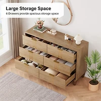 gaomon 6 Drawer Dresser With Deep Drawers For Bedroom, Modern Wooden Chest Dresser With Deep Drawers With Vintage Pattern Design