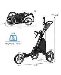 Hongge 3 Wheels Folding Golf Push Cart with Storage Bag and Scoreboard