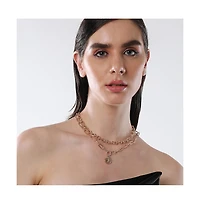 Sohi Women's The Coin Chainlink Multi-Layer Necklace