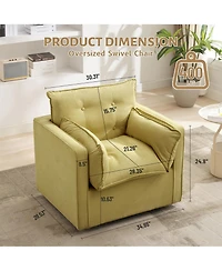 gaomon Swivel Accent Chair, Mid-Century Modern Armchair for Living Room, Comfy Single Sofa Chair with Solid Metal Base, No Assembly Required