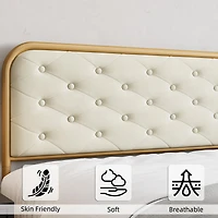 gaomon Upholstered King Size Bed Frame, Velvet Upholstery Platform Bed with Button Tufted Curved Headboard, Sturdy Wooden Slats