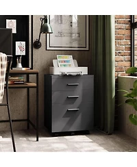3 Drawer File Cabinet for Home Office, Wood Under Desk Filing Cabinet, Rolling Printer Stand with Wheels