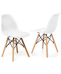 Gymax 2PCS Modern Dsw Dining Chair Office Home w/ Mesh Design Wooden Legs