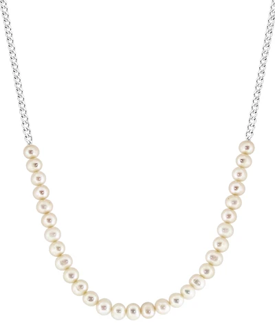 Effy Cultured Freshwater Pearl (6mm) & Cable Chain Collar Necklace in Sterling Silver, 18" + 1" extender