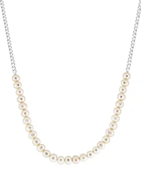 Effy Cultured Freshwater Pearl (6mm) & Cable Chain Collar Necklace in Sterling Silver, 18" + 1" extender