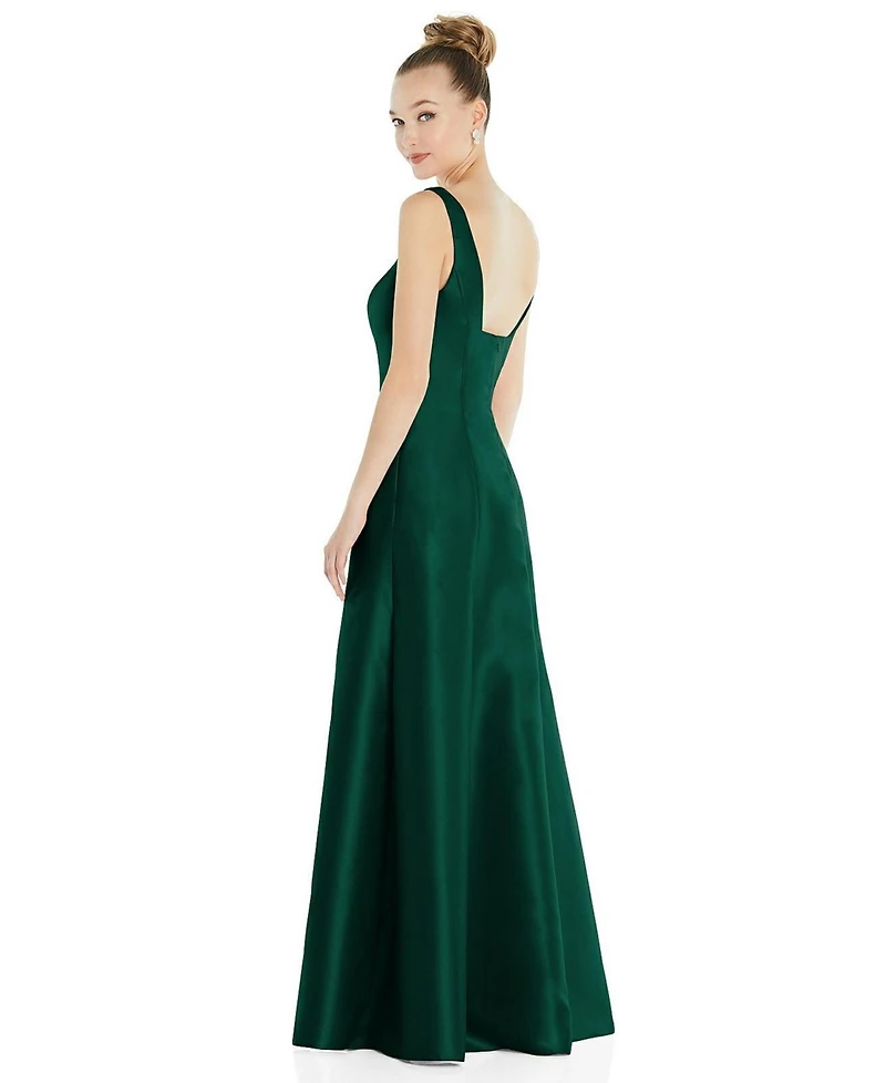 Alfred Sung Women's Sleeveless Square-Neck Princess Line Gown with Pockets