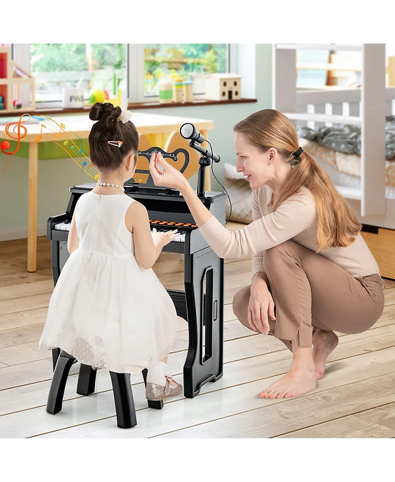 Gymax 37-Key Music Piano Keyboard Kids Learning Toy Instrument w/ Microphone