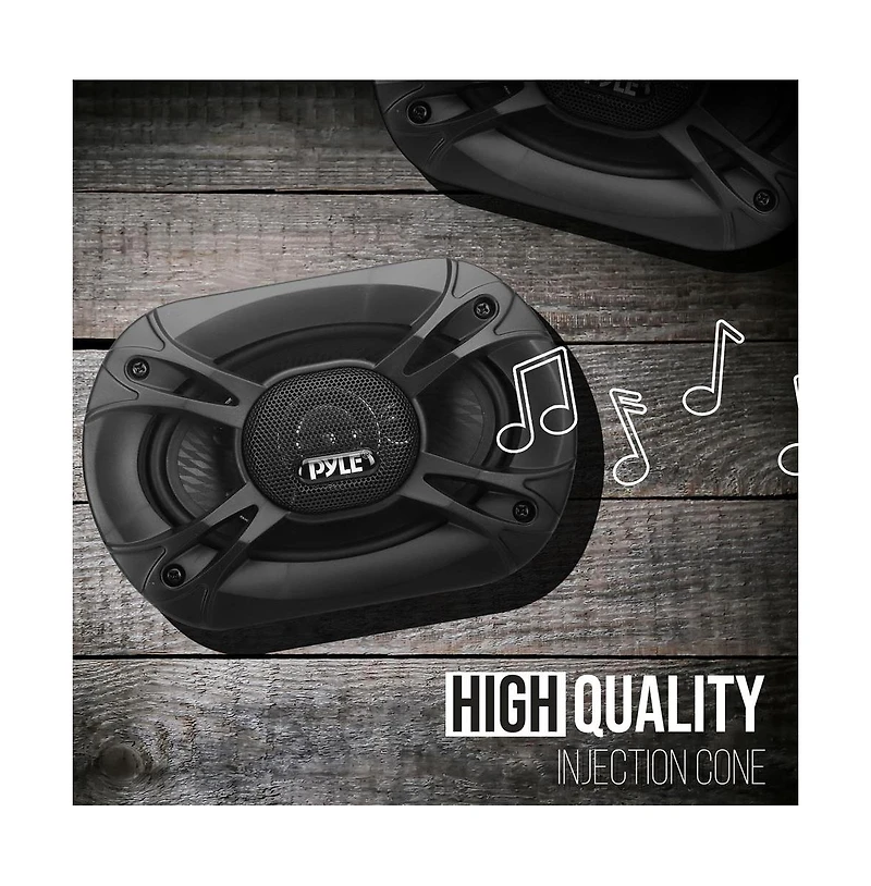 Pyle 6'' x 8'' Three-Way Triaxial Car Speaker System, 400W, Black (Pair)