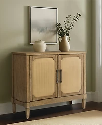 Martha Stewart Collection 36.5" Wood Salina Wide Woven Cane Accent Cabinet
