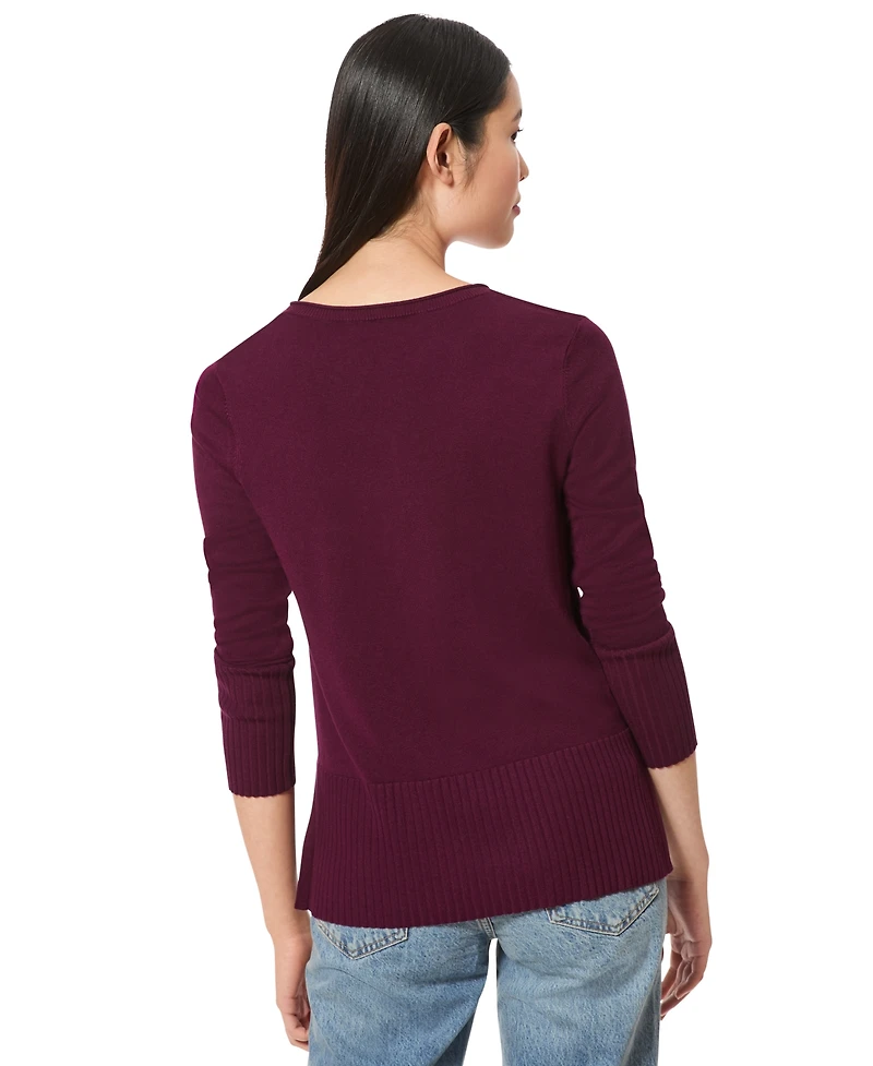 Melissa Paige Women's V-Neck Wide-Hem Wide-Cuff Sweater