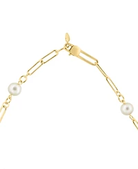 Effy Cultured Freshwater Pearl (7mm) Open Link Chain 18" Collar Necklace in Gold-Plated Sterling Silver