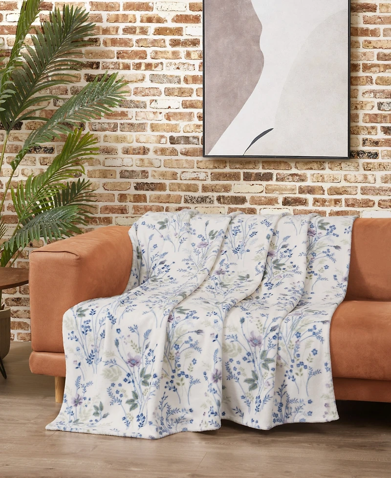 Lucky Brand Wildflower Plush Throw, 50" x 70"