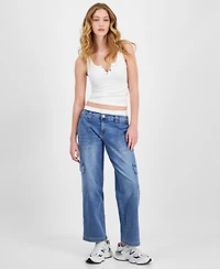 Madden Girl Juniors' Boxer Detail Cargo Jeans
