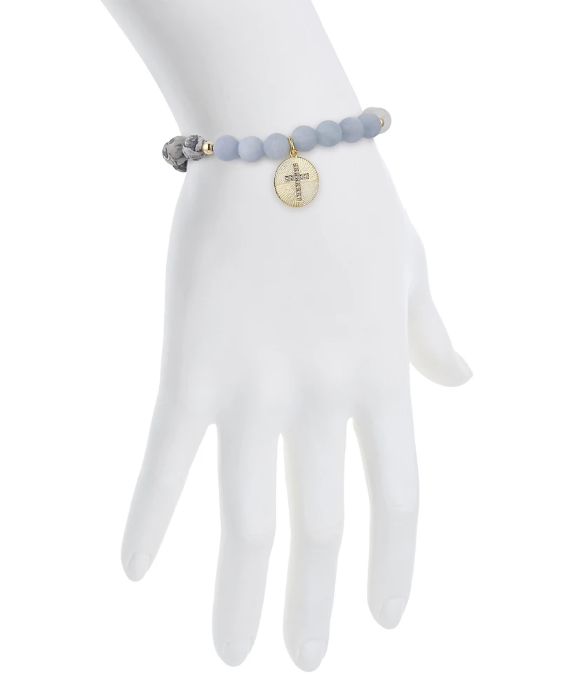Unwritten Multi Color Matte Stone Cross Stretch Bracelet