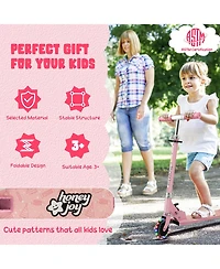 Gymax Folding Adjustable Height Kids Toy Kick Scooter Rear Brake 2 Flashing Wheels Pink