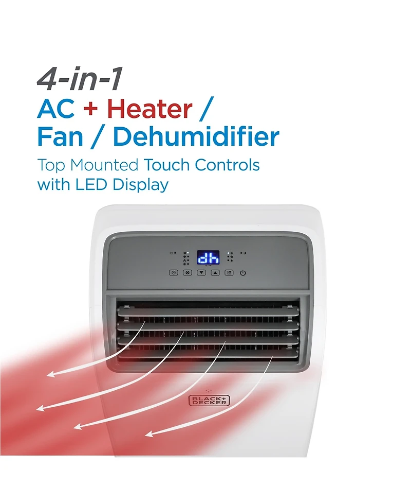 Black+Decker Portable Air Conditioner with Heat, 8,150 Btu Sacc/Cec (12,000 Btu Ashrae 128) for Rooms Up To 550 Sq. Ft.