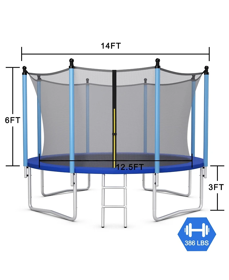 Gymax 14FT Jumping Exercise Recreational Bounce Trampoline for Kids W/Safety Enclosure