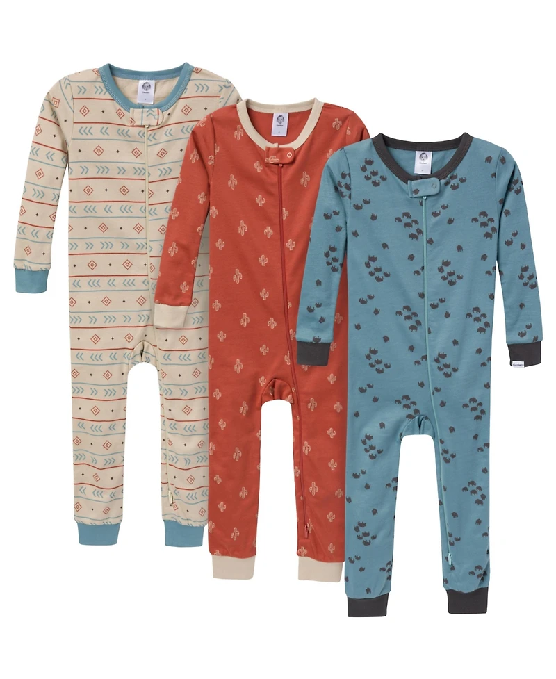 Gerber Toddler Boys' Snug Fit Footless Pajamas, 3-Pack, Safari
