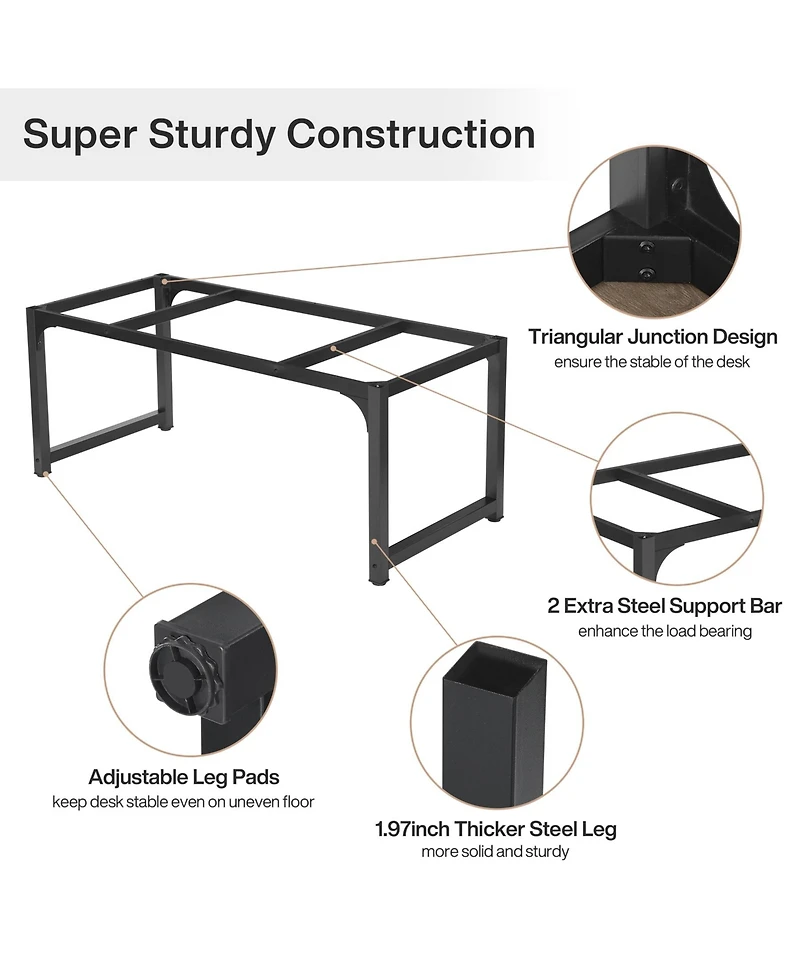 Tribesigns Rectangular Dinner Table with Heavy Duty Metal Legs,Industrial Kitchen for 6-8 Person