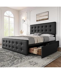 gaomon Full Bed Frame with Headboard and 4 Storage Drawers