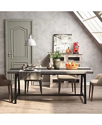Tribesigns Dining Table for 8 People, 70.87-inch Rectangular Wood Kitchen Table with Strong Metal Frame, Industrial Large Long Dining Room Table