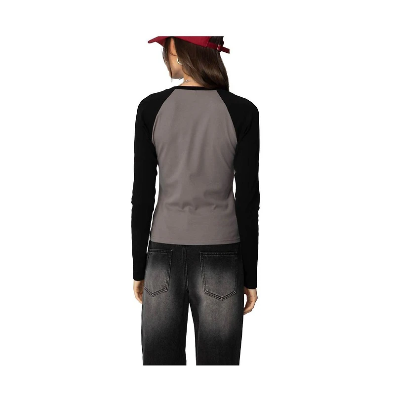 Edikted Womens Tommi Raglan Long Sleeve T Shirt