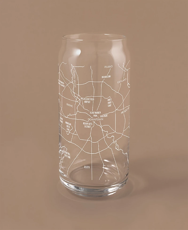 Narbo The Can Dallas Map Everyday Glassware, Set of 2