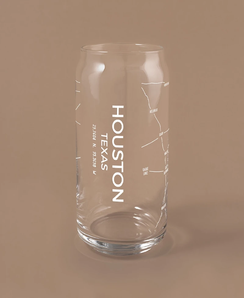 Narbo The Can Houston Map Everyday Glassware, Set of 2
