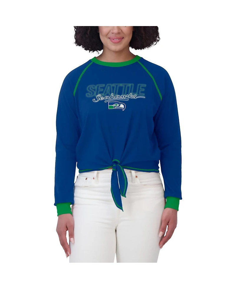 Wear by Erin Andrews Women's Royal Seattle Seahawks Tie-Front Long Sleeve T-Shirt