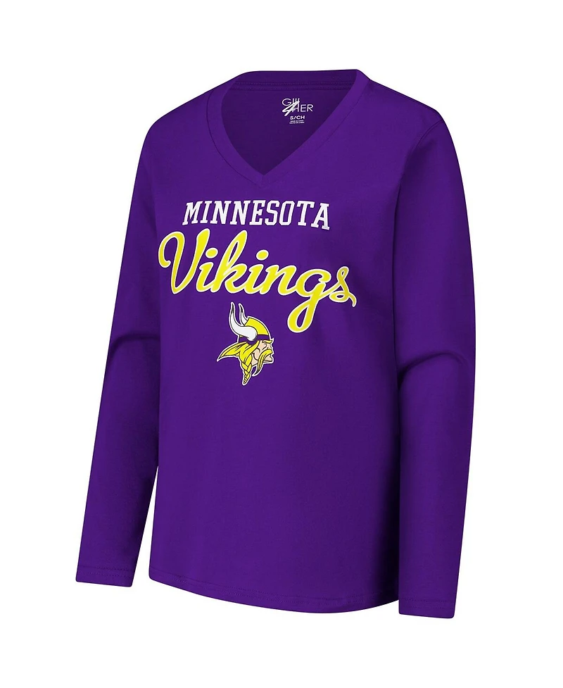 G-iii 4Her by Carl Banks Women's Purple Minnesota Vikings Post Season Long Sleeve V-Neck T-Shirt