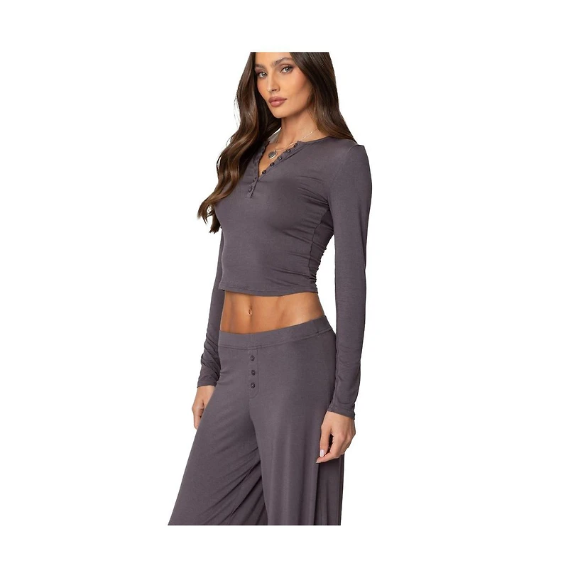 Edikted Womens Kait Henley Top
