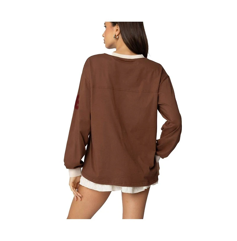 Edikted Womens 06 Oversized Long Sleeve T Shirt