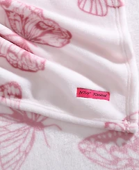 Betsey Johnson Malachite Butterfly Ultra Soft Plush Fleece Throw, 70" X 50"