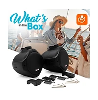 Pyle 8" Marine Wakeboard Tower Speakers - 300W Waterproof, Dual Bullet Style, Black (PLMRB85)