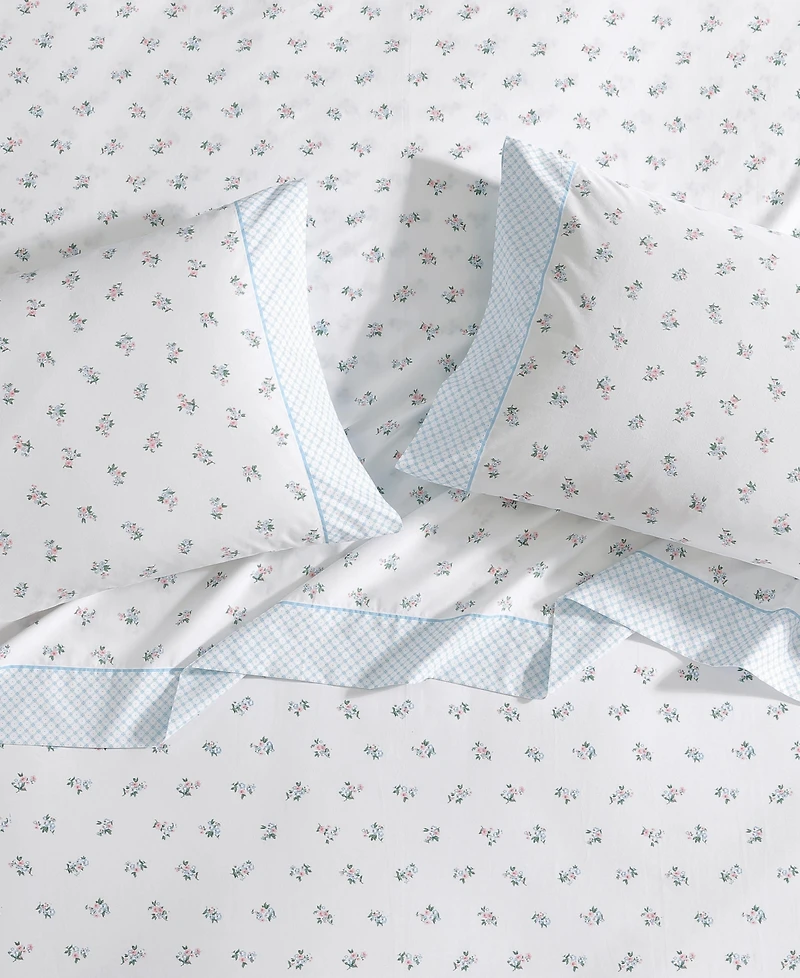 Laura Ashley 200-Thread Count Cotton Percale 4 -Pc. Sheet Set, Queen