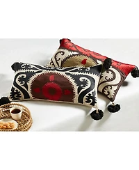 Ihi Home Suzani Embroidery Pillow, Multicolor, 14"x 28"